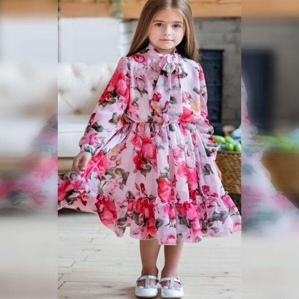 1734805351_L_1 - Copy Flower Gown Elegant Floral Fit Dress for Girls with Belt