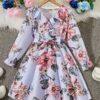 Flower Gown Elegant Floral Fit Dress for Girls with Bel