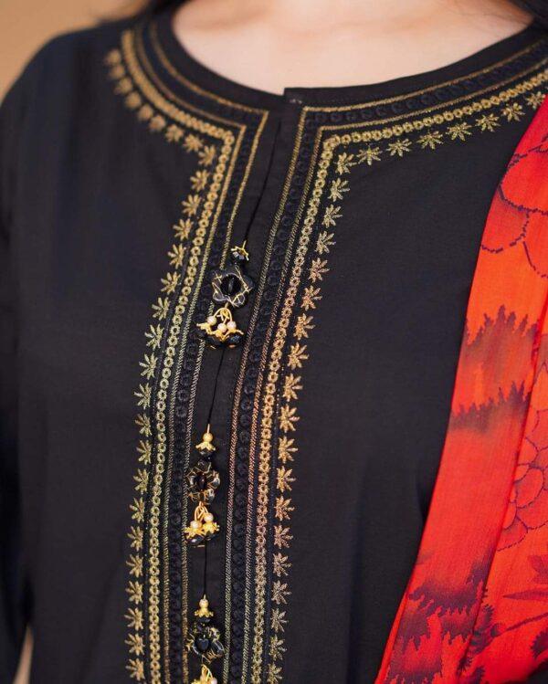 Most Demanding Three Piece With Embroidery work