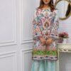 Check and Sleek majolica print co ord set