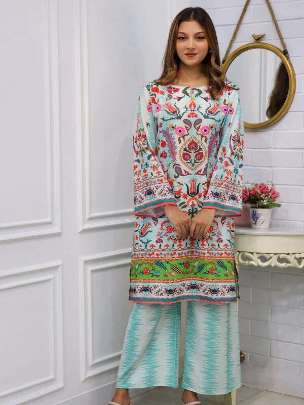Check and Sleek majolica print co ord set