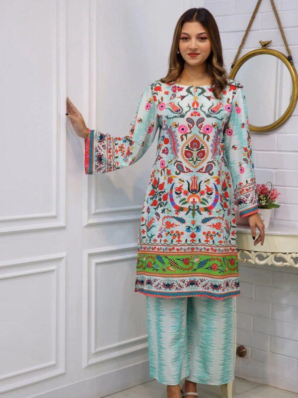 Check and Sleek majolica print co ord set