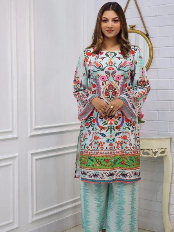 Check and Sleek majolica print co ord set