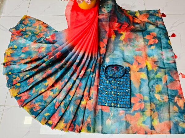 চান্দুরী ডিজিটাল প্রিন্টের শাড়ি/কাপল সেট