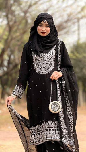 WhatsApp Image 2026-02-27 at 10.43.02 AM Soft Jorjet With sequence embroidery Three Piece